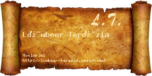 Löwbeer Terézia névjegykártya